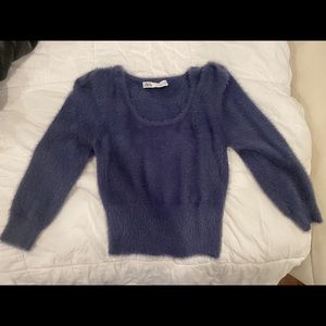 Zara blue fuzzy sweater